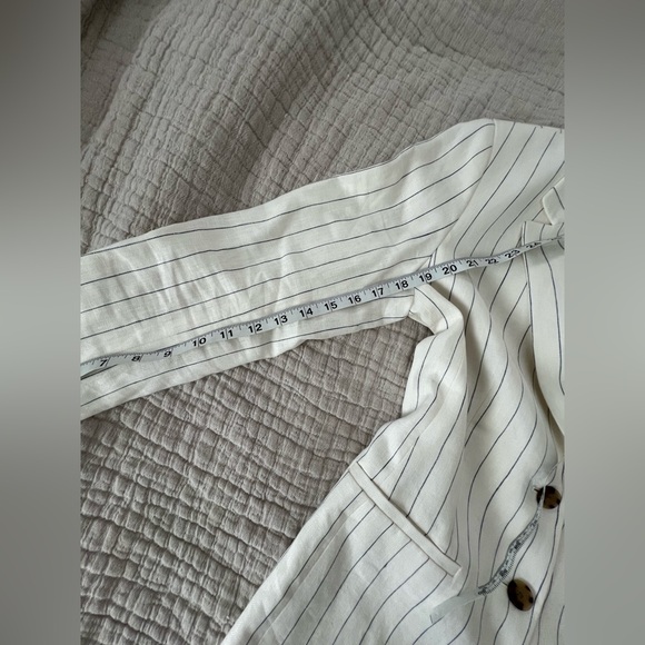 Lafayette 148 Linen White Striped Blazer and Pants Set 2069 - Picture 11 of 12